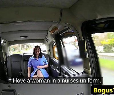 Real nurse fucked on public taxi security cam