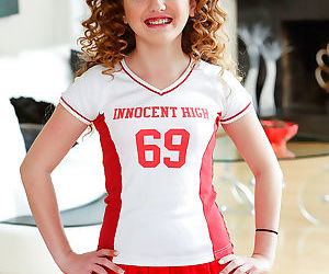Cute cheerleader seduces coach to be the captain of the..