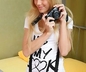 Cute blonde photographer gets amateur blowjob and anal sex..