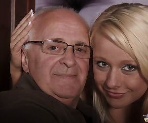 Young blonde girl has sexual relations with her really old..