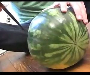 fucking a melon and jerking off