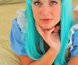 Beautiful freshie in blue wig..