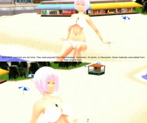 Fumika 在 的 海滩 与 粉红西拉