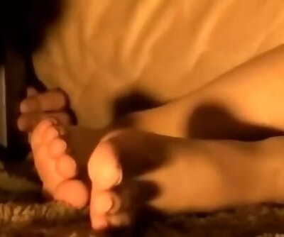 foot fetish and sniff under table
