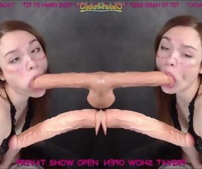Ahegao Woman Deepthroat Fat Toy Gagging Doublescreen