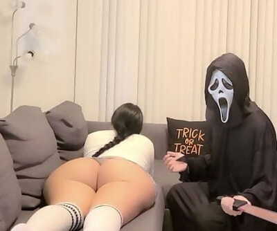 On Halloween Home alone Thick Ass Schoogirl SLUT get Fucked by Intruder. she Thinks its her StepBro..