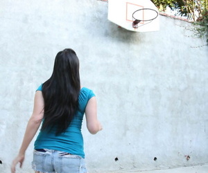 Asian woman London Keyes is fatigued of toying basketball..