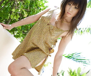 Magnificent asian coed Aya Hirai unclothing off her dress..