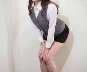 Japanese schoolgirl in uniform on her knees gagging on..