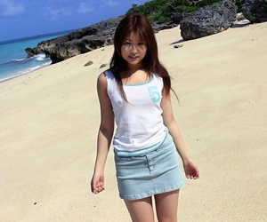 Nice Japanese girl Miyu Sugiura frees sand dressed..