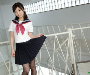 Asian schoolgirl Fumino Mizutori rails a hooded mans..