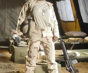 Ebony military lady Jada Fire doffs her uniform &..