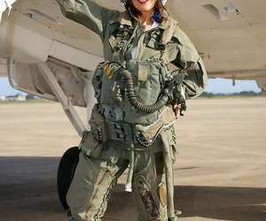 Sizzling mature honey Roni takes off from military air..