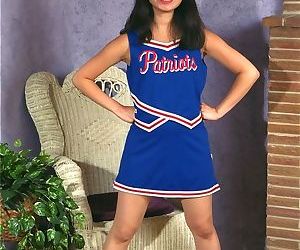 Asian amateur Ivy shedding cheerleader uniform for hairy..