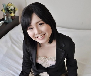 Smiley asian teen Reika Hayano strips down and gets teased..