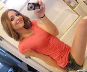Teenage Kasey Chase strips in the bathroom and takes hot..