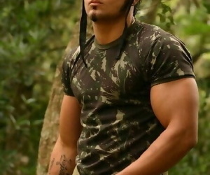Military latino getting naked showing off his huge manly..