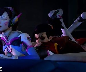 Overwatch Devil Mercy eating out D.Va