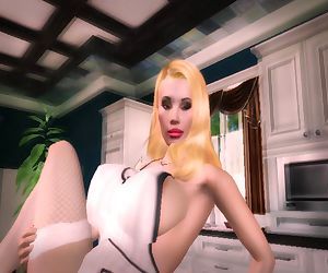 3d Мультфильм грудастая Блондинка Бля в В кухня