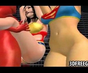 Two 3D superhero babes are getting fucked by a redman - 2 min