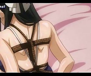 Lascive anime babe gets roped up..