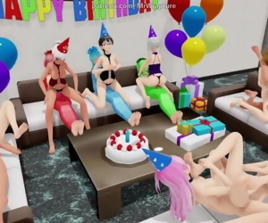 A szczęśliwy Urodziny orgia 3d ММД