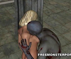 Hot 3D Blonde Fucked by a Zombie