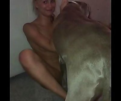 Dog eats out panty and plays with owner 10 min HD
