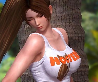 Dead or Alive 5 1.09BH - Hooter Girls Relax by a Tree on the Beach