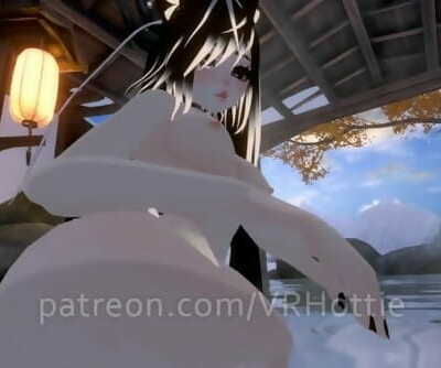 Nude Dragon Girl Face Rides you at Hot Spring White Black Hair Tail Play Sensual POV Lap Dance