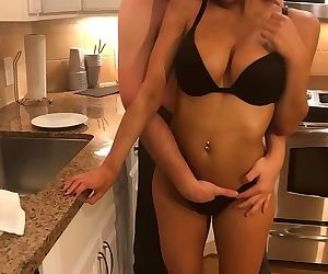 Housewife sucks dick in the kitchen