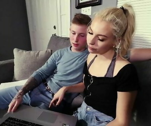 Blonde Slut Tutor Helps Teen with a CFNM Handjob