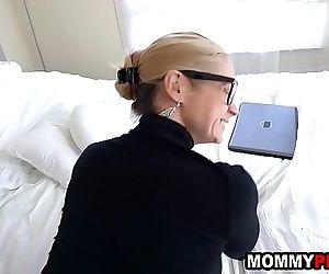 Big ass blonde milf discovers her son watches stepmom porn..