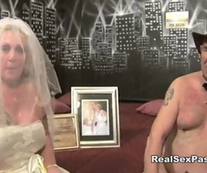 Old fat filthy bride has orgy along with bridesmaid