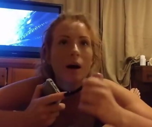 Hot Blonde MILF Blowjob while talking by phone