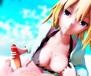3D MMD Swimsuit Jeanne Gives You a Handjob & Takes Your..