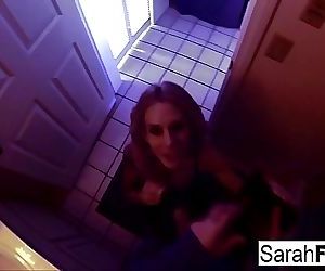 Pornstar Sarah Jessie gives a BJ in the bathroom 3 min HD+