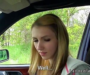 Stranded blonde teen fucking in car pov - 8 min HD