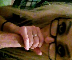 POV sexy blonde in glasses loves to suck that cock!