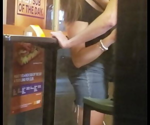 Buzzed white teenager getting fingered at a subway restaurant 5 min 720p