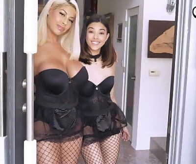 Stepmom and Stepdaughter take turns getting creampied by the same stud for Halloween (Bridgette B , Harmony Wonder) 11..